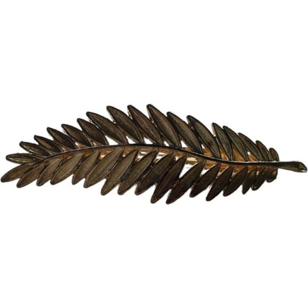 Goldtone Leaf Hair Barrette Clip For Women